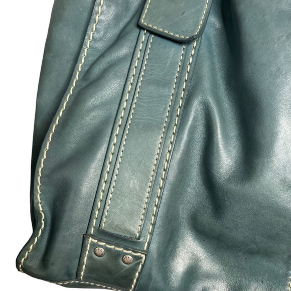 FOSSIL BLUE LEATHER SATCHEL - Picture 9 of 16